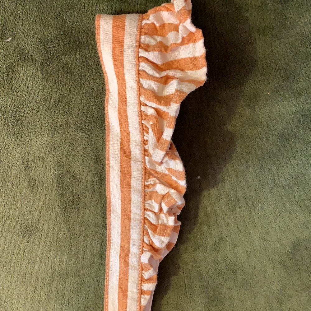 Urban Outfitters Rosie Ruffle Skirtall Overall Orange Stripe, XS - Picture 14 of 15
